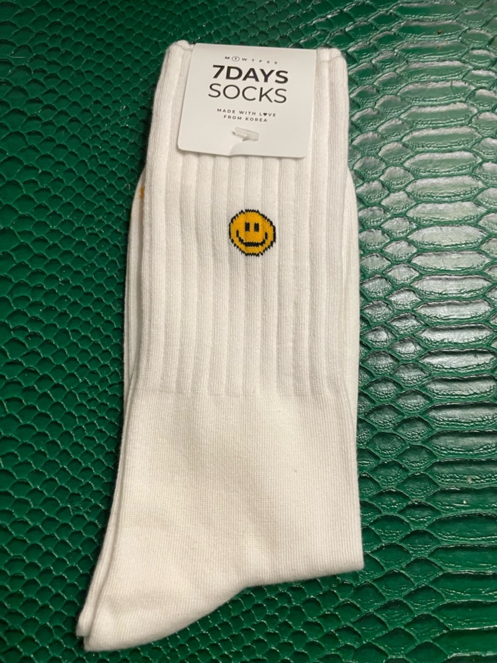 Unisex White Smiley Crew Socks -